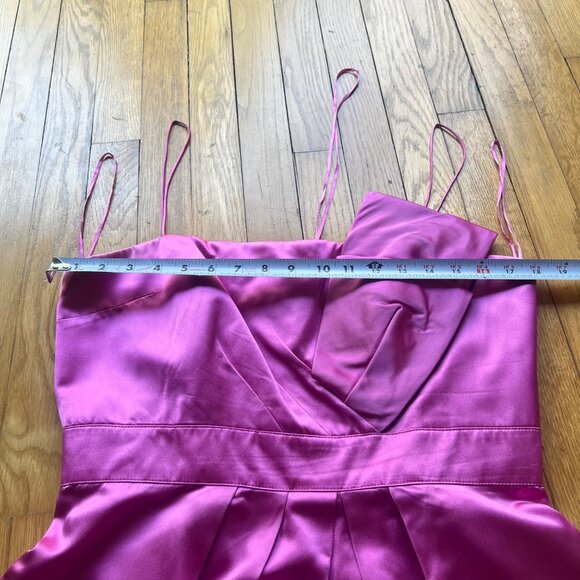 100% Silk Rickie Freeman Teri Jon size 12 Pink Fuchsia Spaghetti Strap Dress - Picture 11 of 16